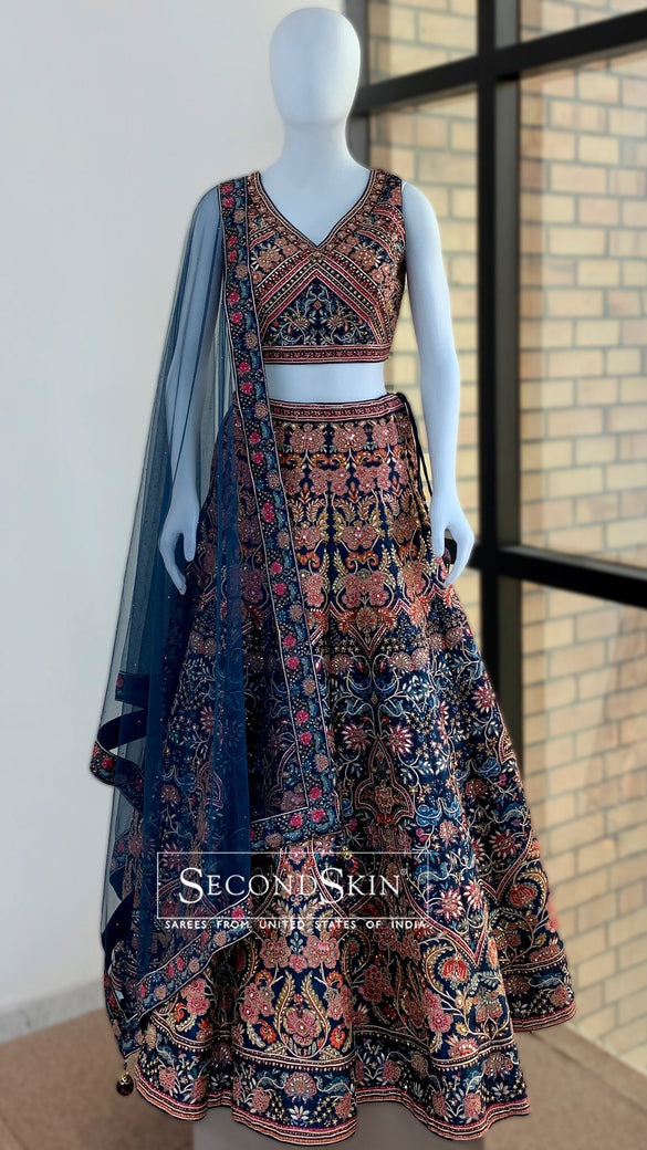 Navy-Blue Lehenga Set