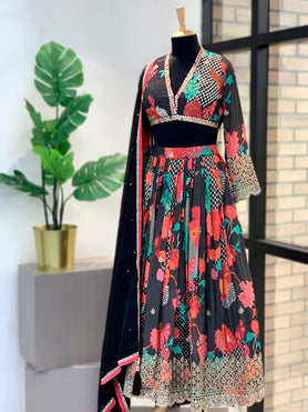 Floral Georgette Lehenga