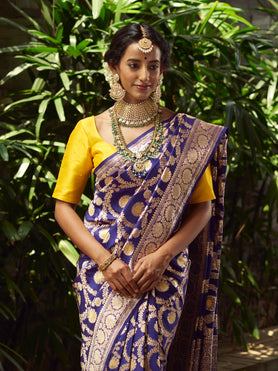 Banarasi Kadwa Weave Silk Saree Purple In Colour