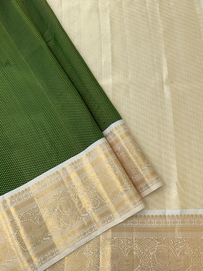 Kanjeevaram Silk Saree Bottle-Green In Colour